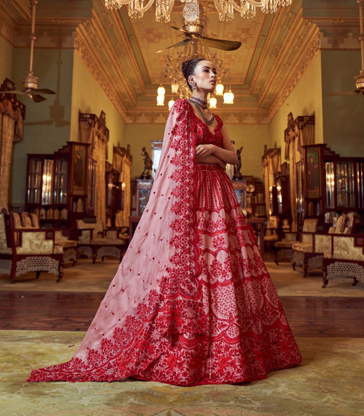 Scarlet Blossom Bridal Lehenga