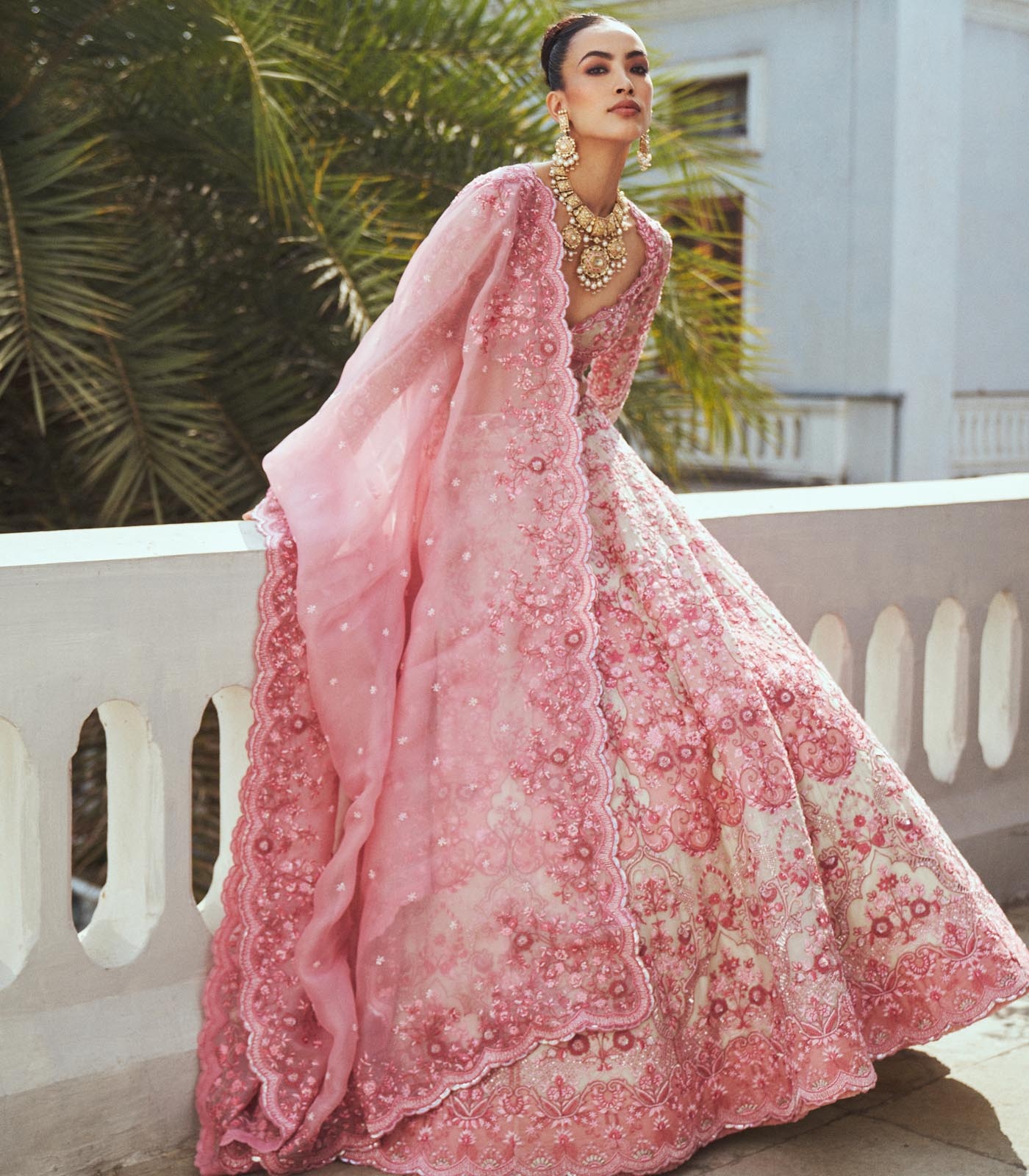 Soft Pink Embroidered Bridal Lehenga Set