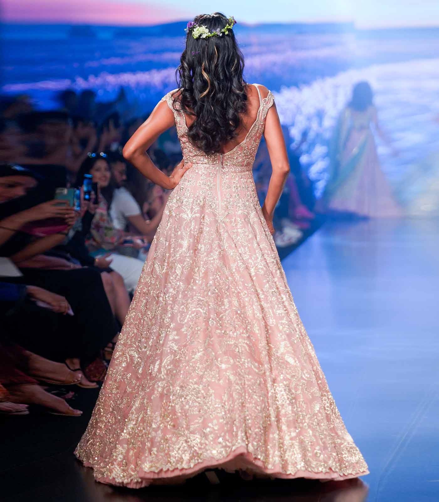 Blush Pink Embroidered Ball Gown with Crystal Embellishments