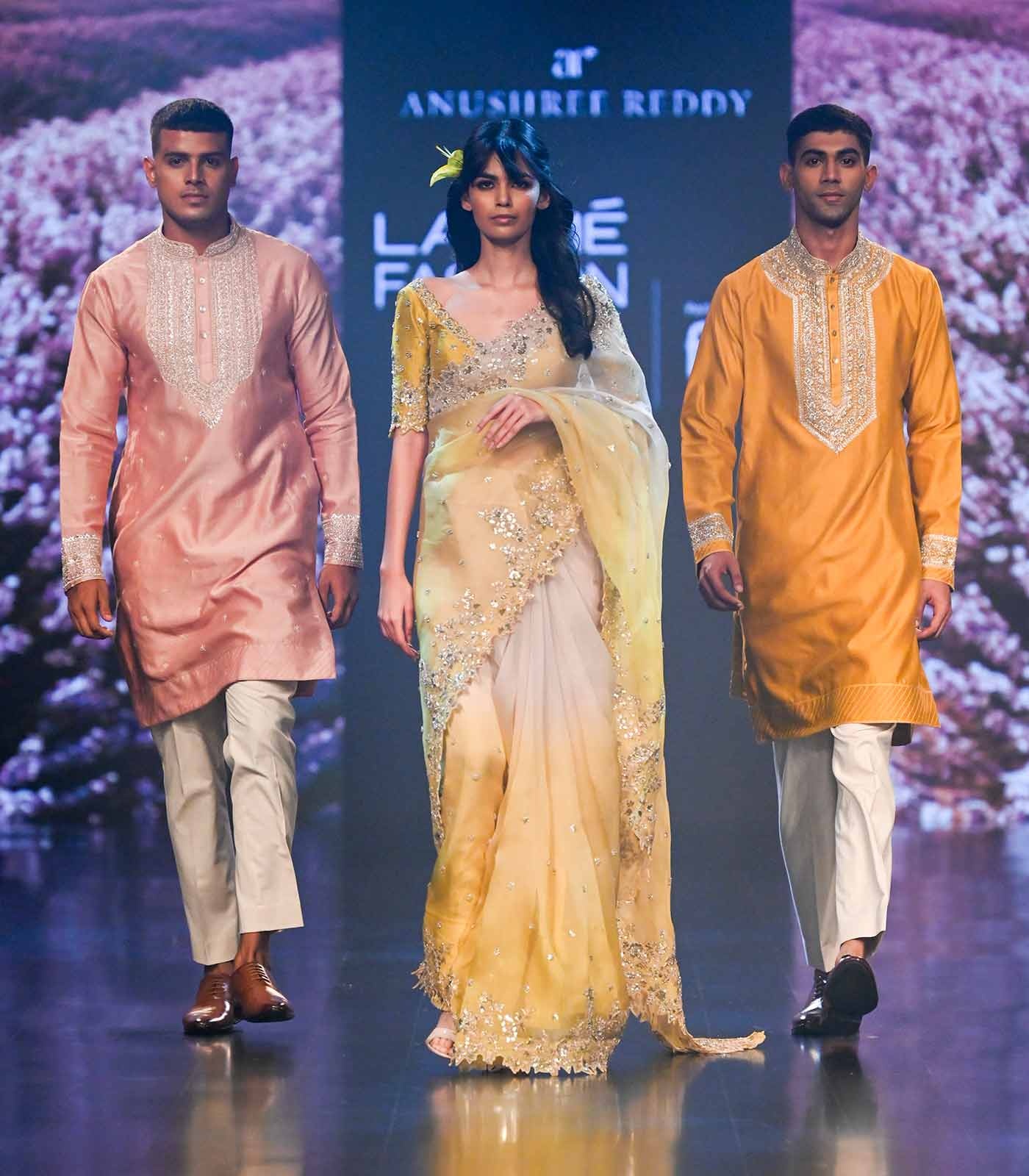 Butter Yellow Sari with Silver Embroidery and Embellished Border