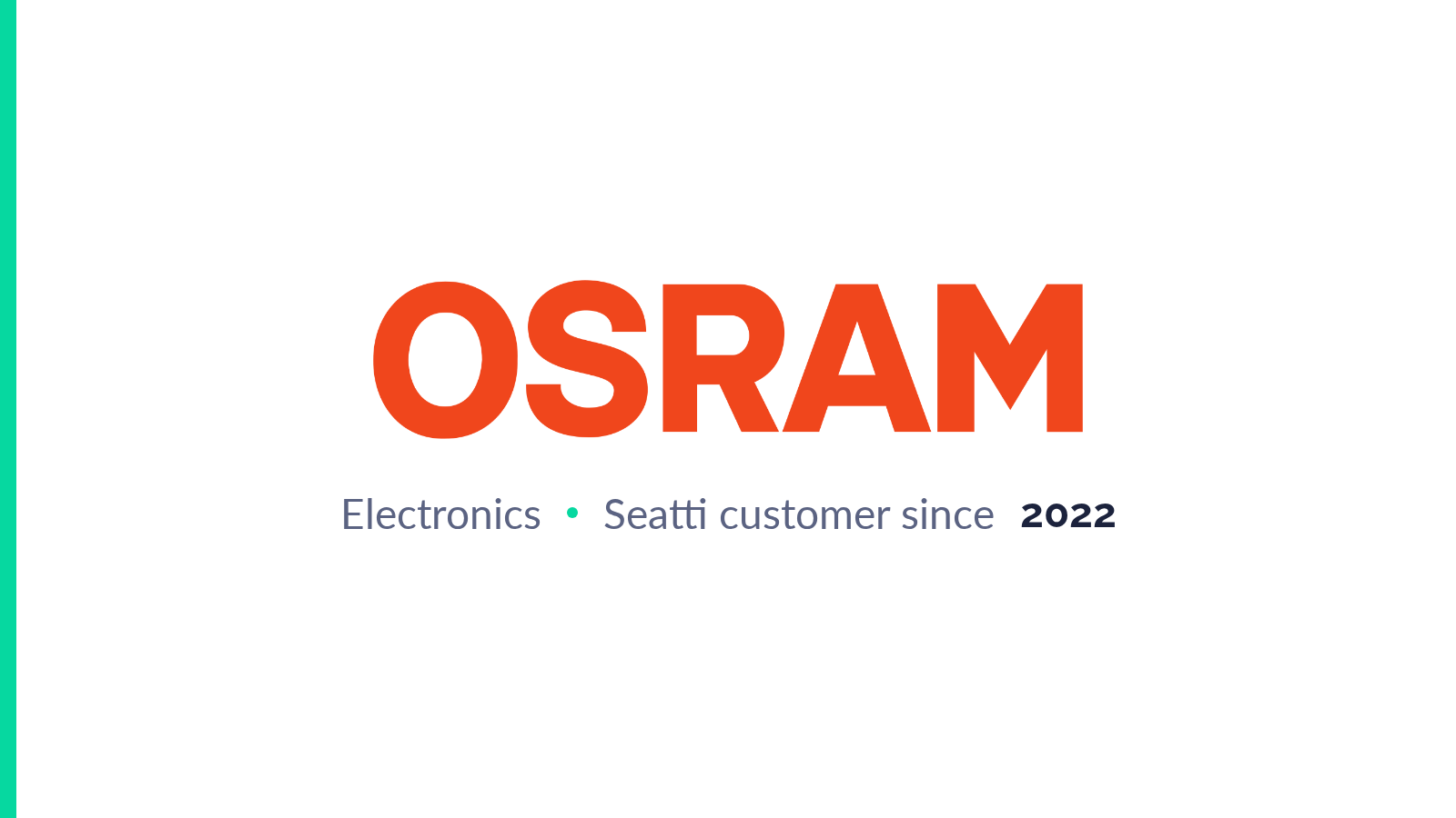 Case study ams OSRAM: logo of the technology group, industry electronics, Seatti customer since 2022