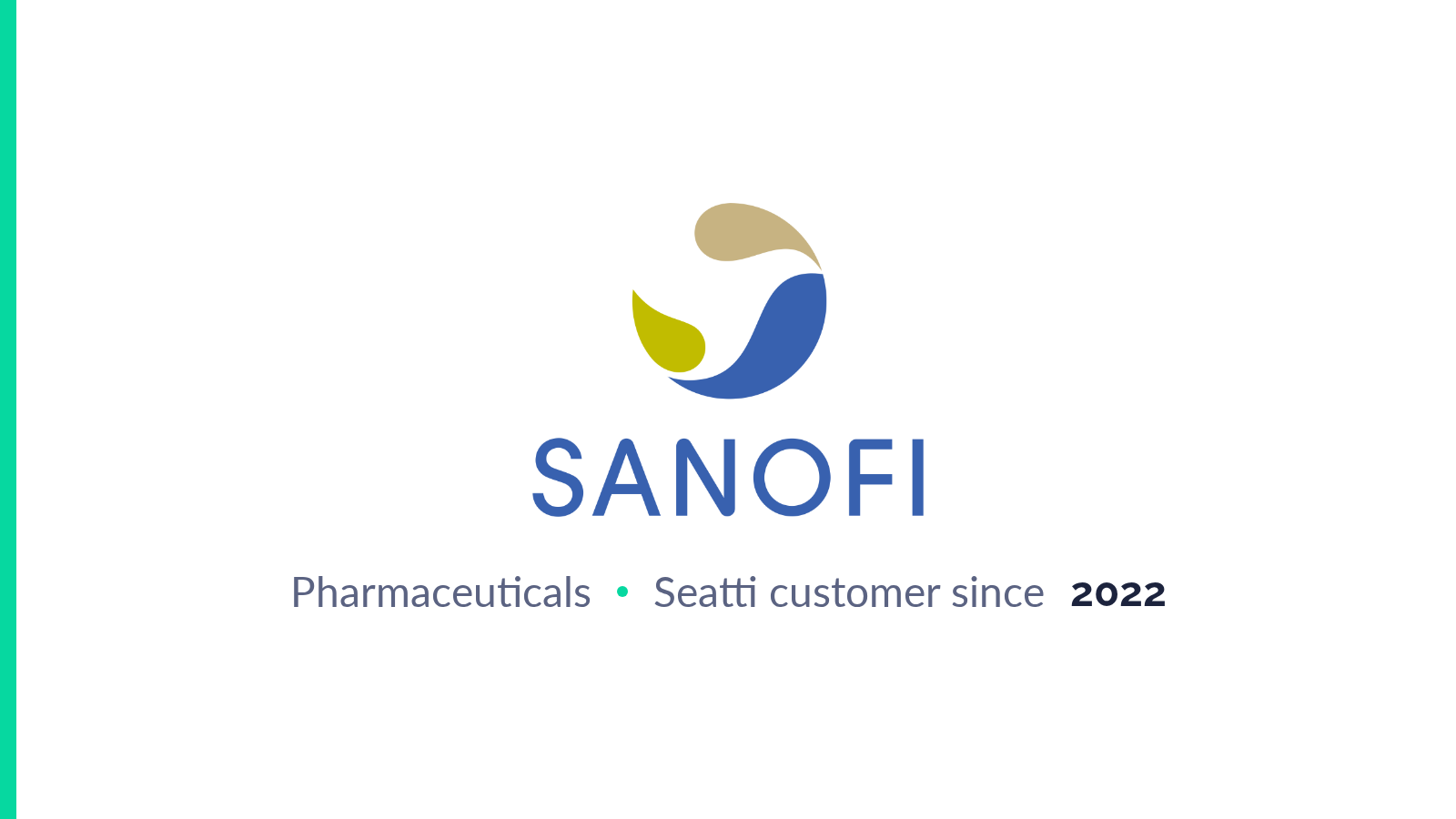 Case study Sanofi: logo of the healthcare company, industry pharmaceuticals, Seatti customer since 2022