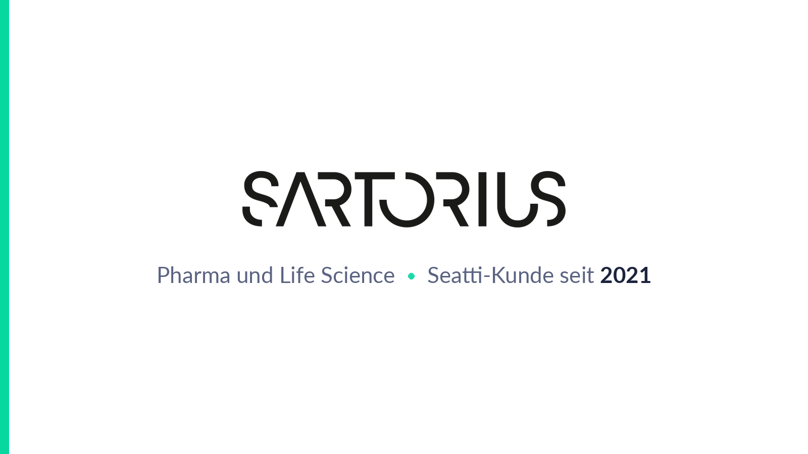 Case Study Sartorius: Logo des Life-Science-Konzerns, Branche Pharma und Life Science, Seatti-Kunde seit 2021