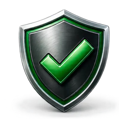 Engine warranty shield with checkmark
