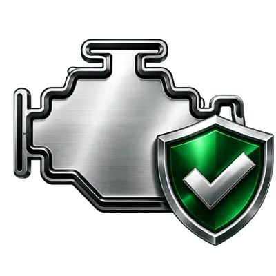 Engine fitment verification icon with checkmark