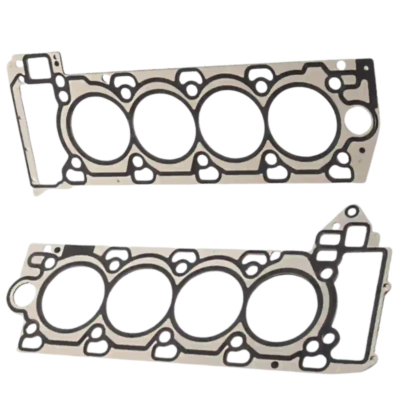 Side profile of OEM Jaguar/Land Rover cylinder head gasket highlighting material thickness and multi-layer steel construction