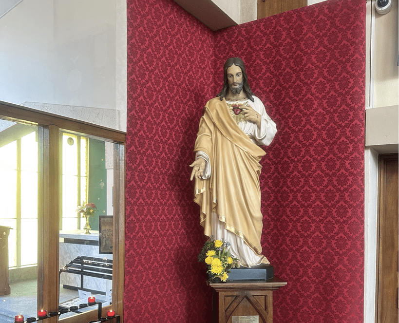 Kindly donated by the Sisters of Providence, their statue of Christ of the Sacred Heart has been installed in St Peter & St Paul’s church, Lincoln, during August 2025