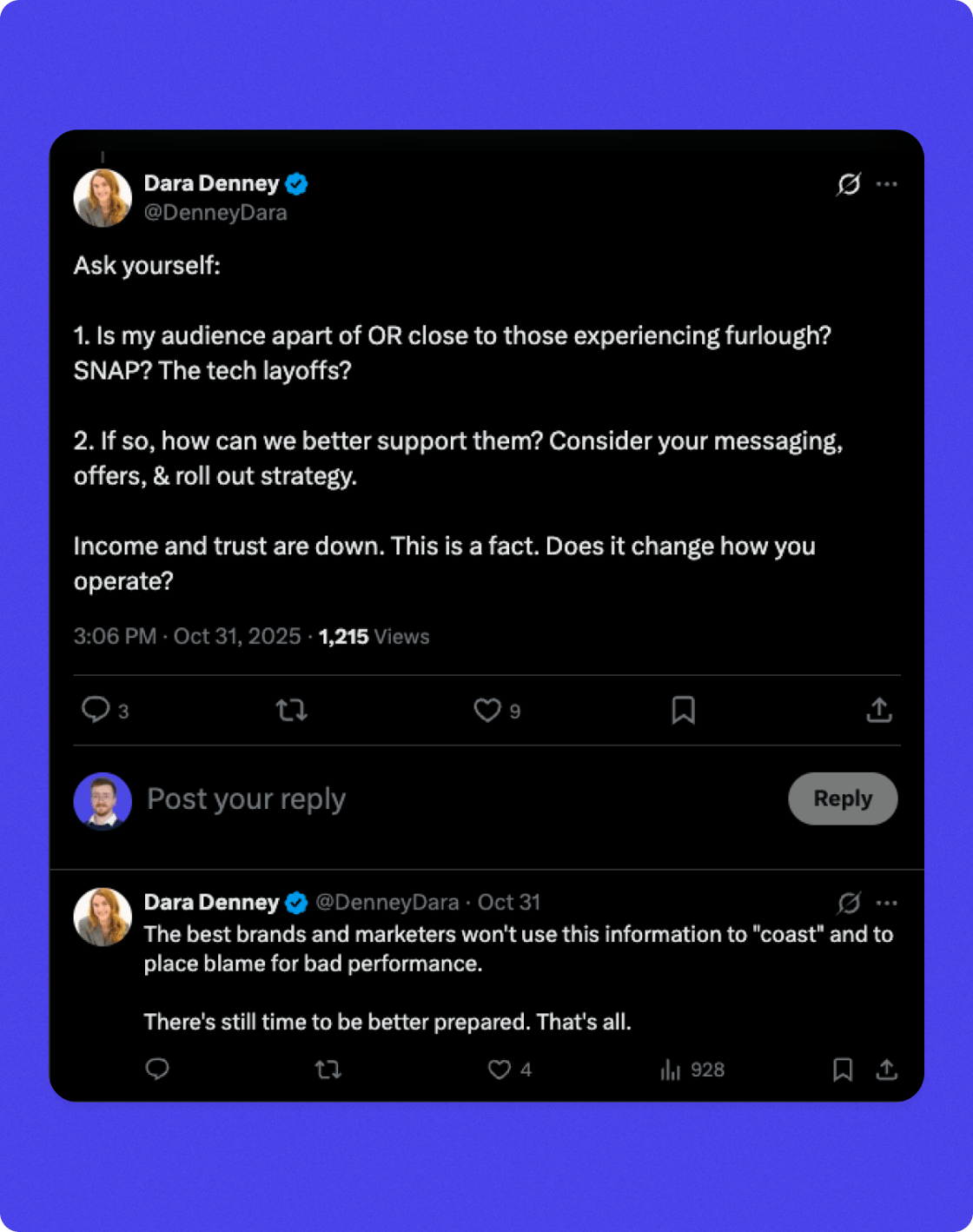 Dara tweet about economic downturn