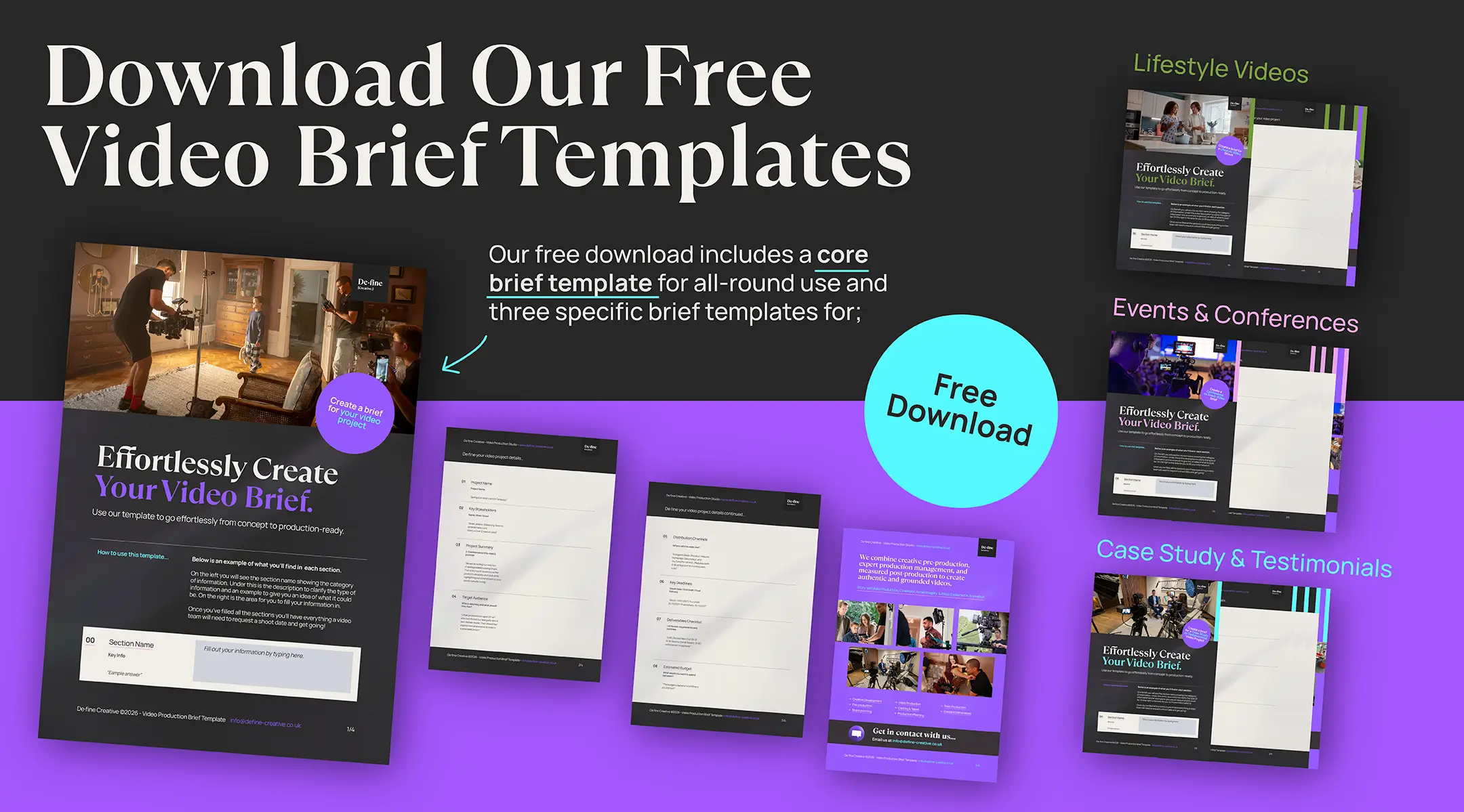 Full suite of free video brief templates available for download to help marketing teams plan successful video projects.