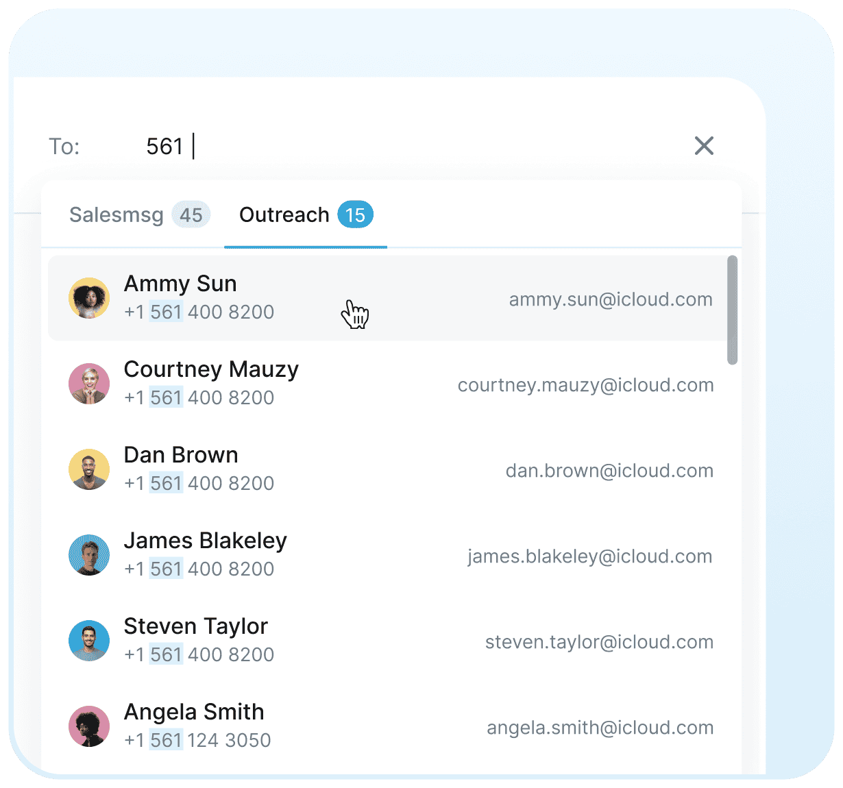 Message Your Outreach Contacts from Salesmsg image