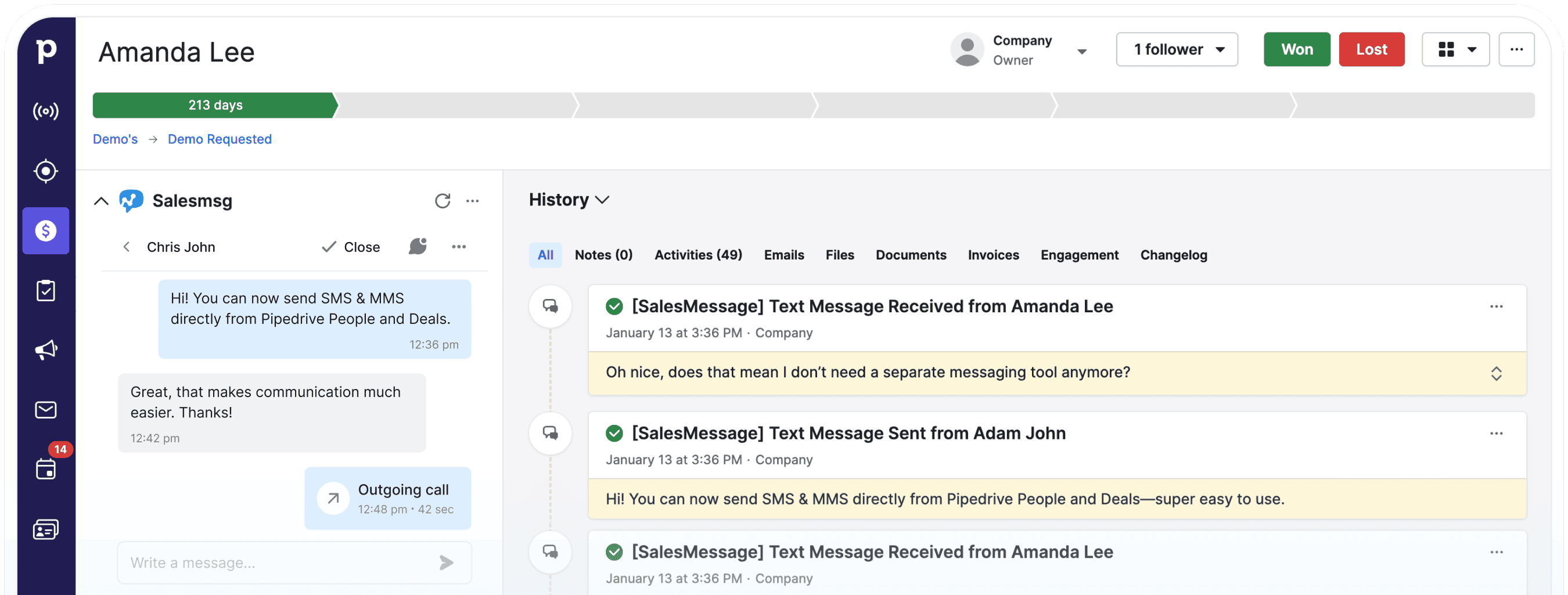 Close Deals Faster With SMS and Calling in Pipedrive image