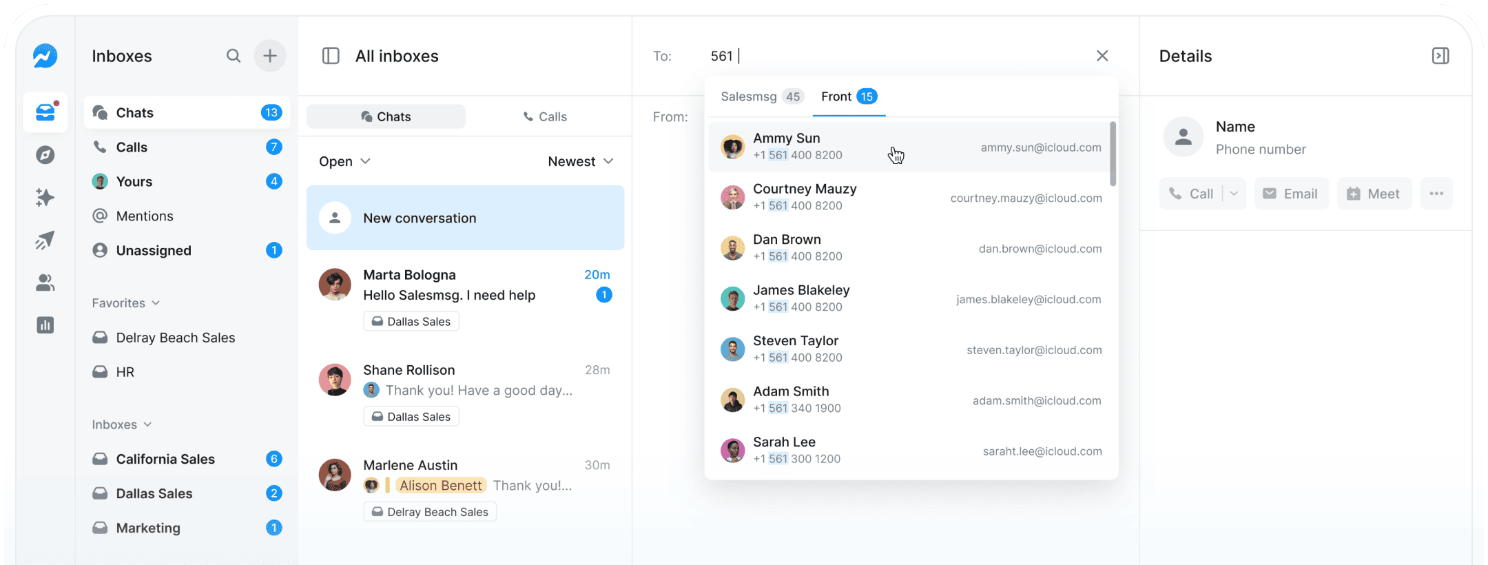 Send SMS Messages Directly to Front Contacts with Salesmsg's Native Integration image