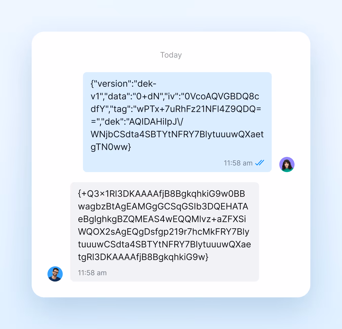 image of encrypted text messages