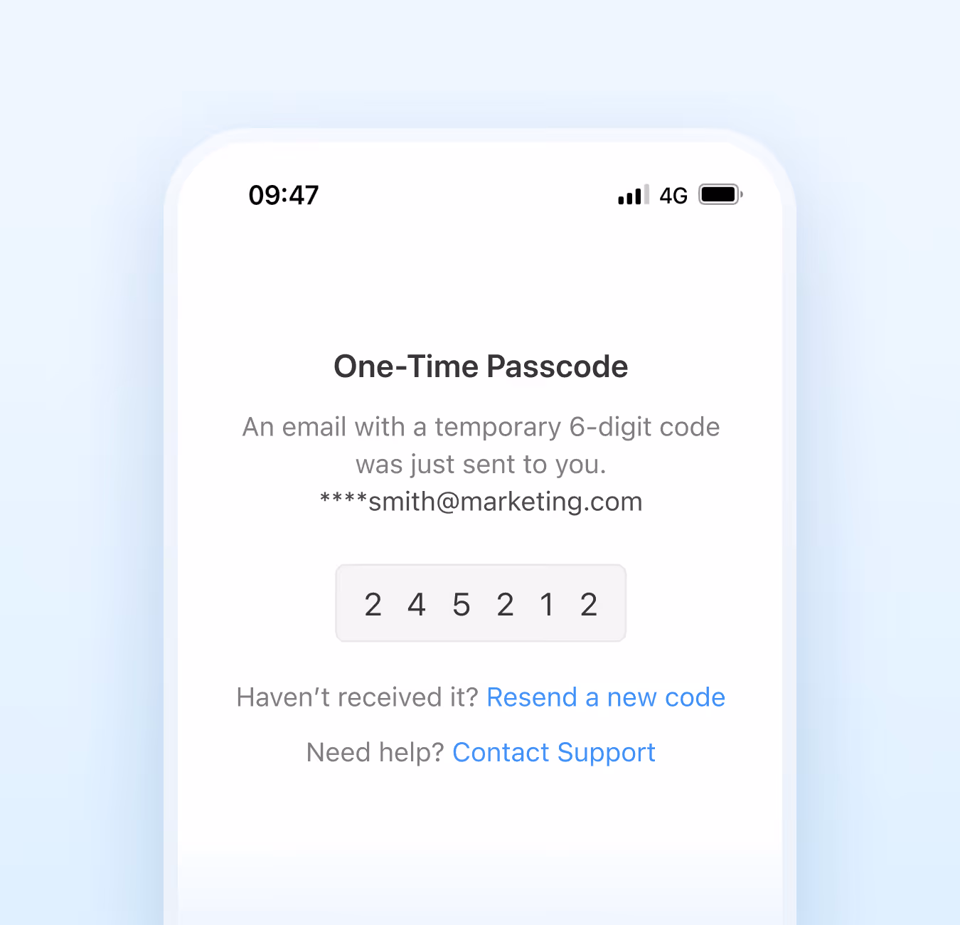 image of one time passcode screen for security