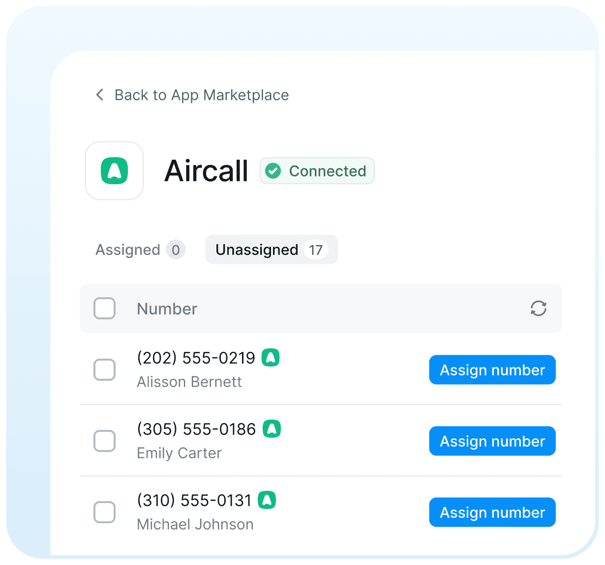 Text from Aircall numbers using Salesmsg