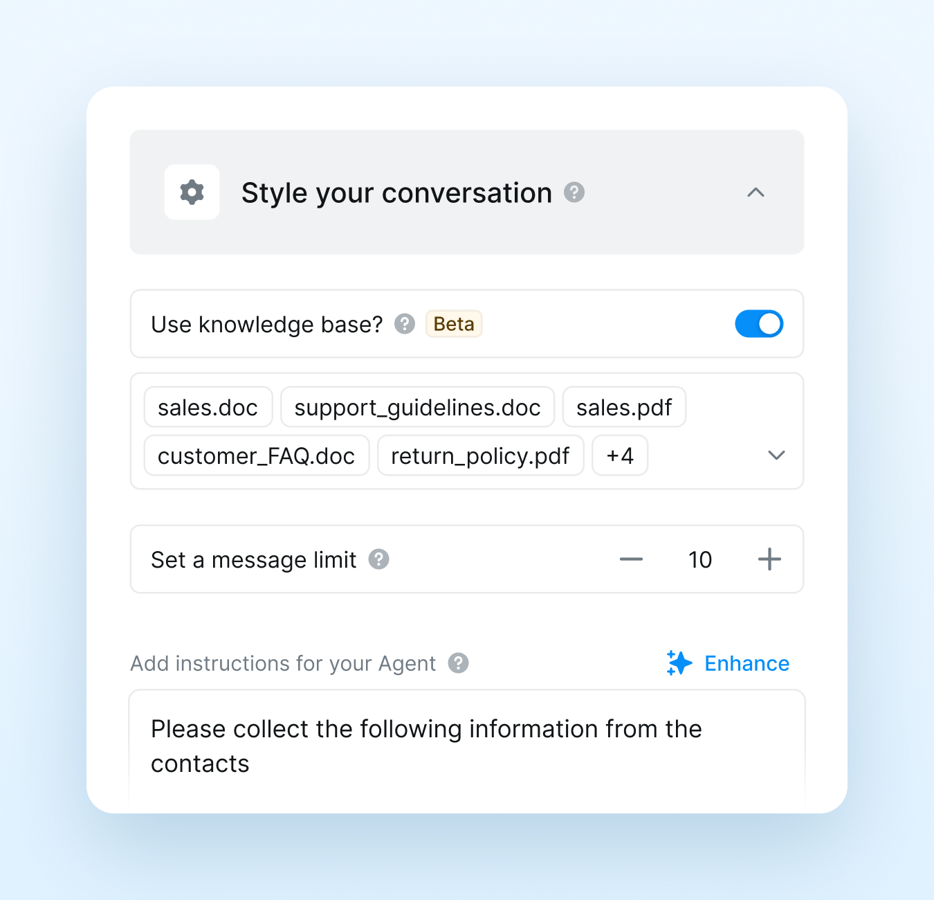 Image of an ai agent built to answer questions