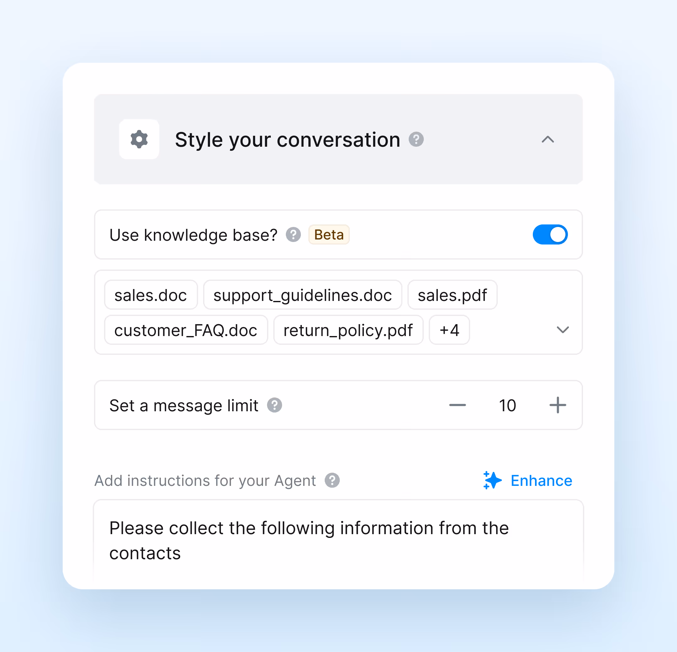 Image of an ai agent built to answer questions