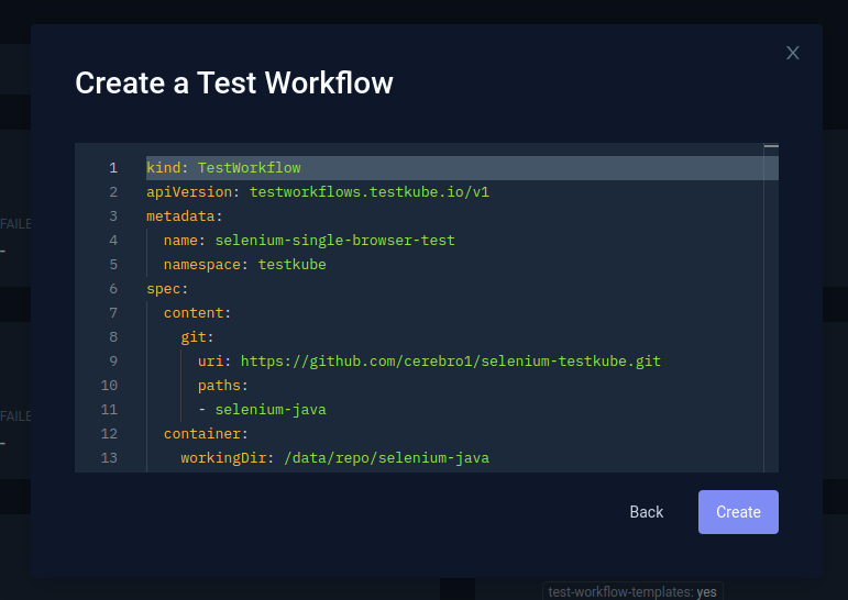 selenium k8s code snippet