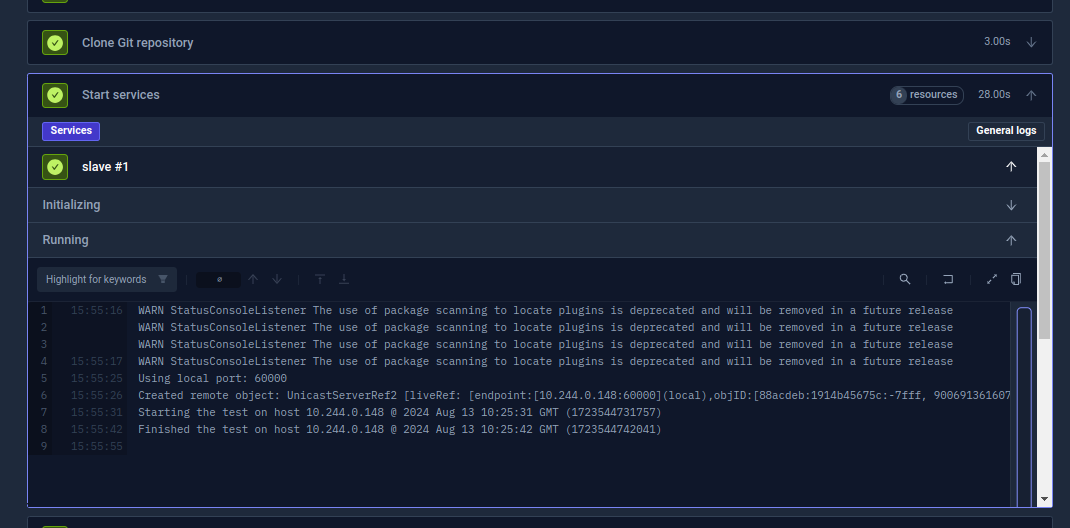 command line results