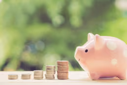 piggy bank and coins equal lower cost