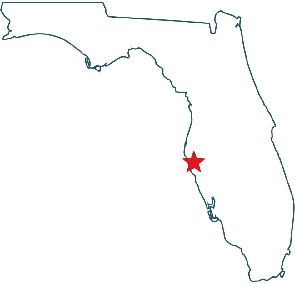 Map of Florida highlighting our Tampa office location, serving businesses throughout the Southeast with expert managed IT services, custom software solutions, and strategic technology consulting to improve operational efficiency and security.
