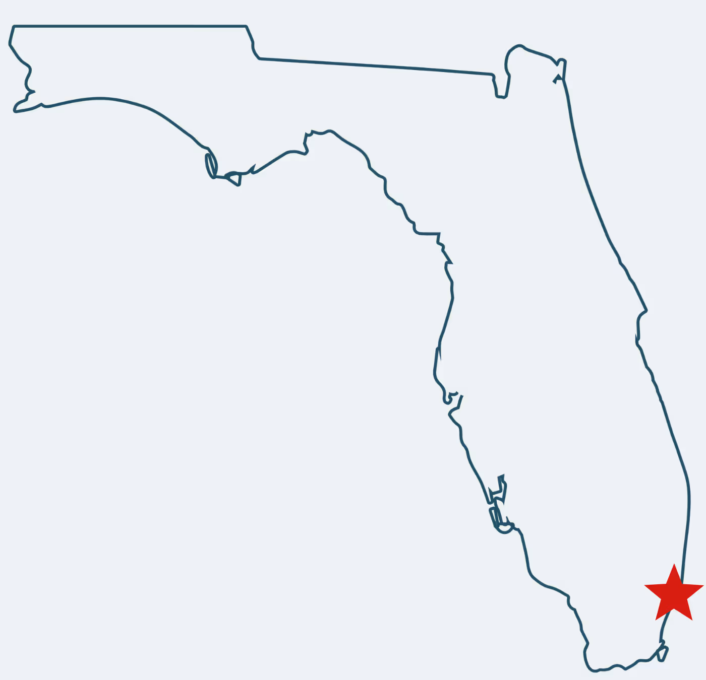 Map of Florida highlighting our Tampa office location, serving businesses throughout the Southeast with expert managed IT services, custom software solutions, and strategic technology consulting to improve operational efficiency and security.