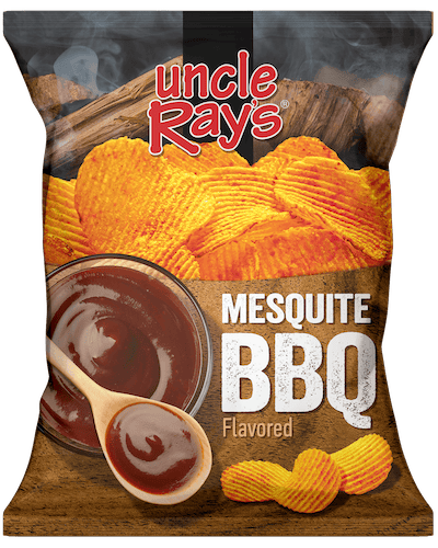 A bag of Mesquite BBQ Potato Chips by Uncle Ray's