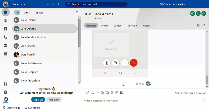 Webex app motion graphic showing how to share your screen without calling.