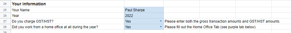 Bookkeeping Template - GST/HST and Home Office