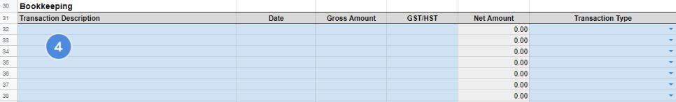 Bookkeeping Template - Transactions