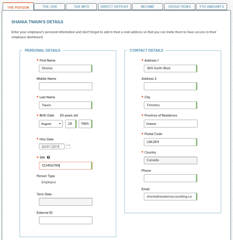 Wagepoint Employee Details