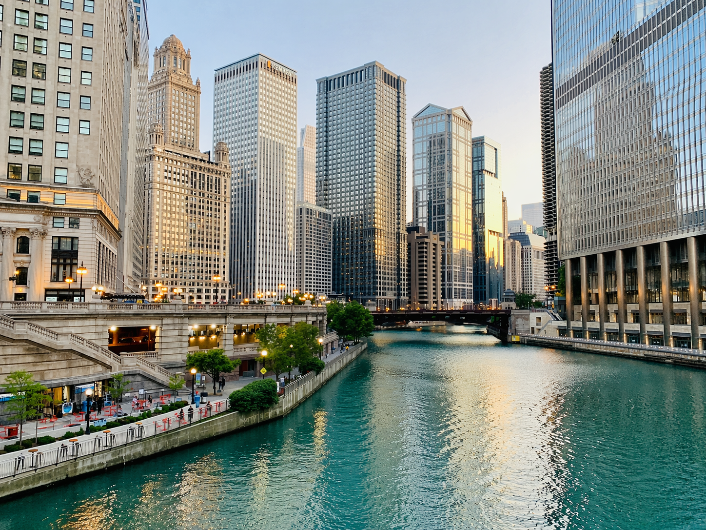 Downtown Chicago skyline, where The Hire Company is rooted