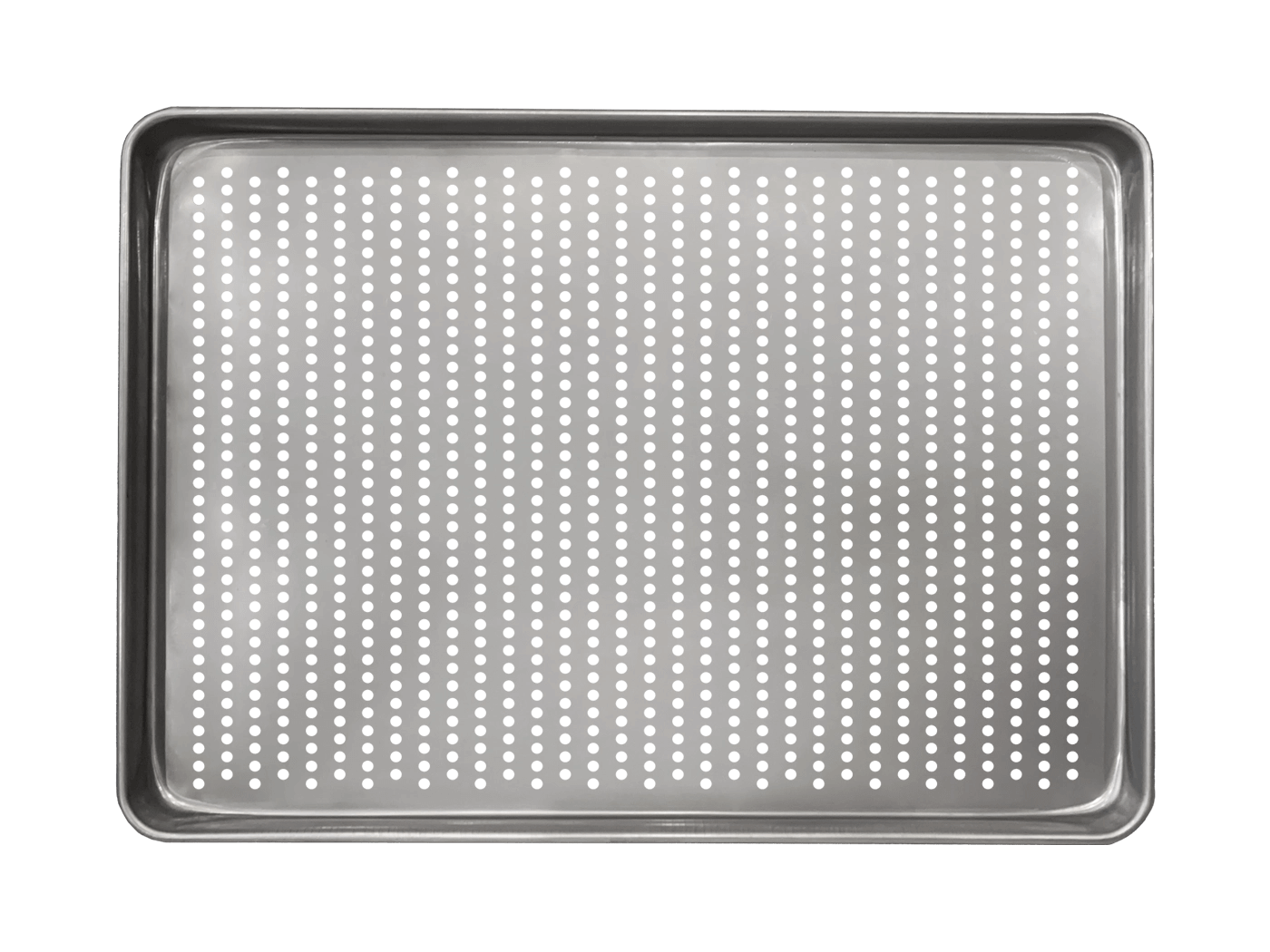 18 x 25 inch stainless steel perforated pan tray for industrial dehydrators with rounded edges and airflow holes