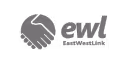 Logo przedstawiające dwa uściski dłoni obok tekstu ewl EastWestLink.