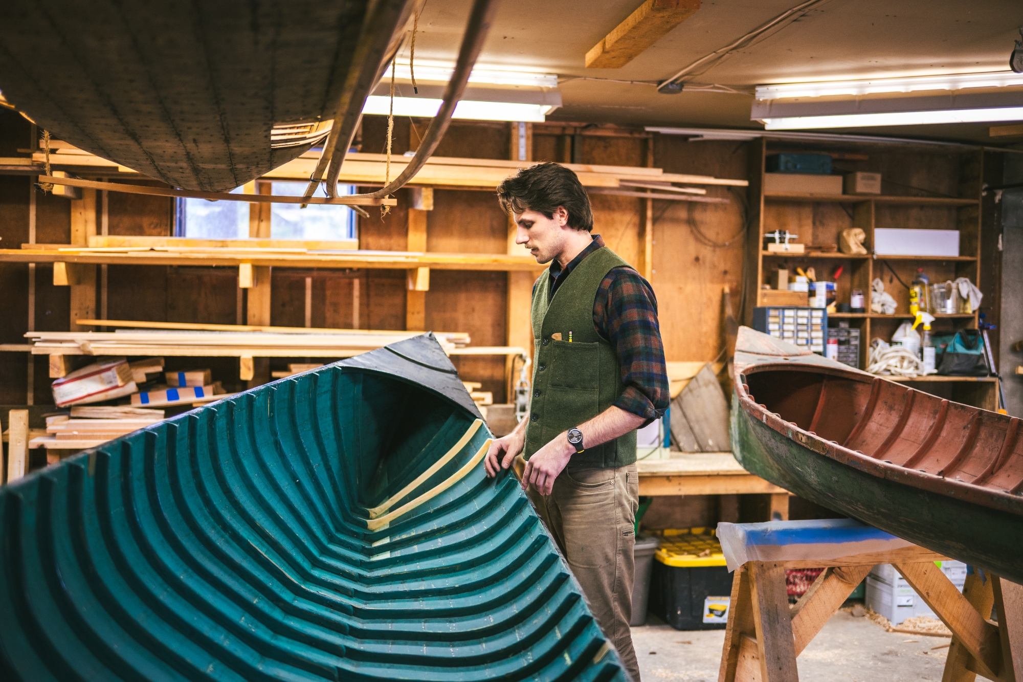 Photo of Nathaniel Atkinson in boatshop