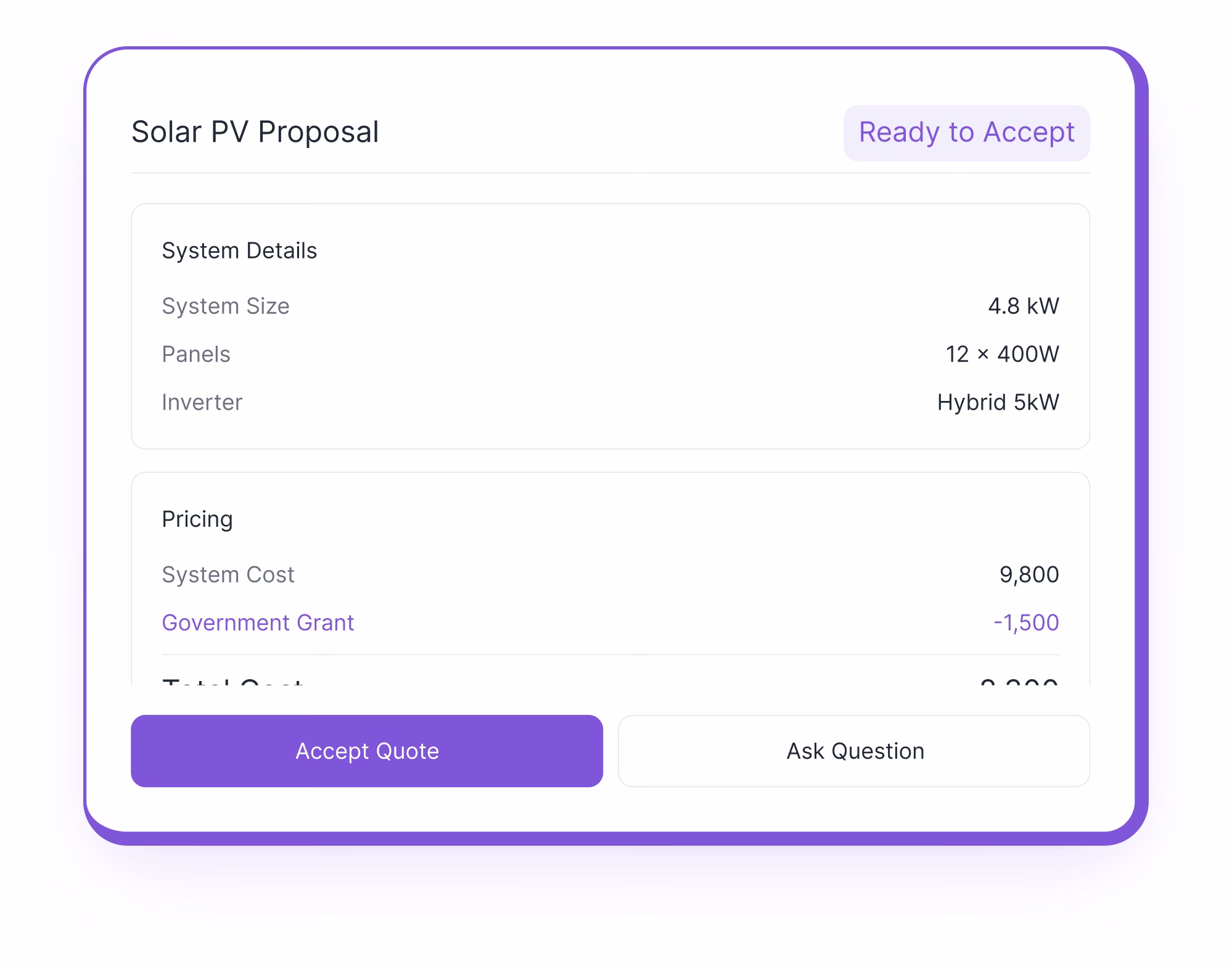 Customer portal primary features screenshot
