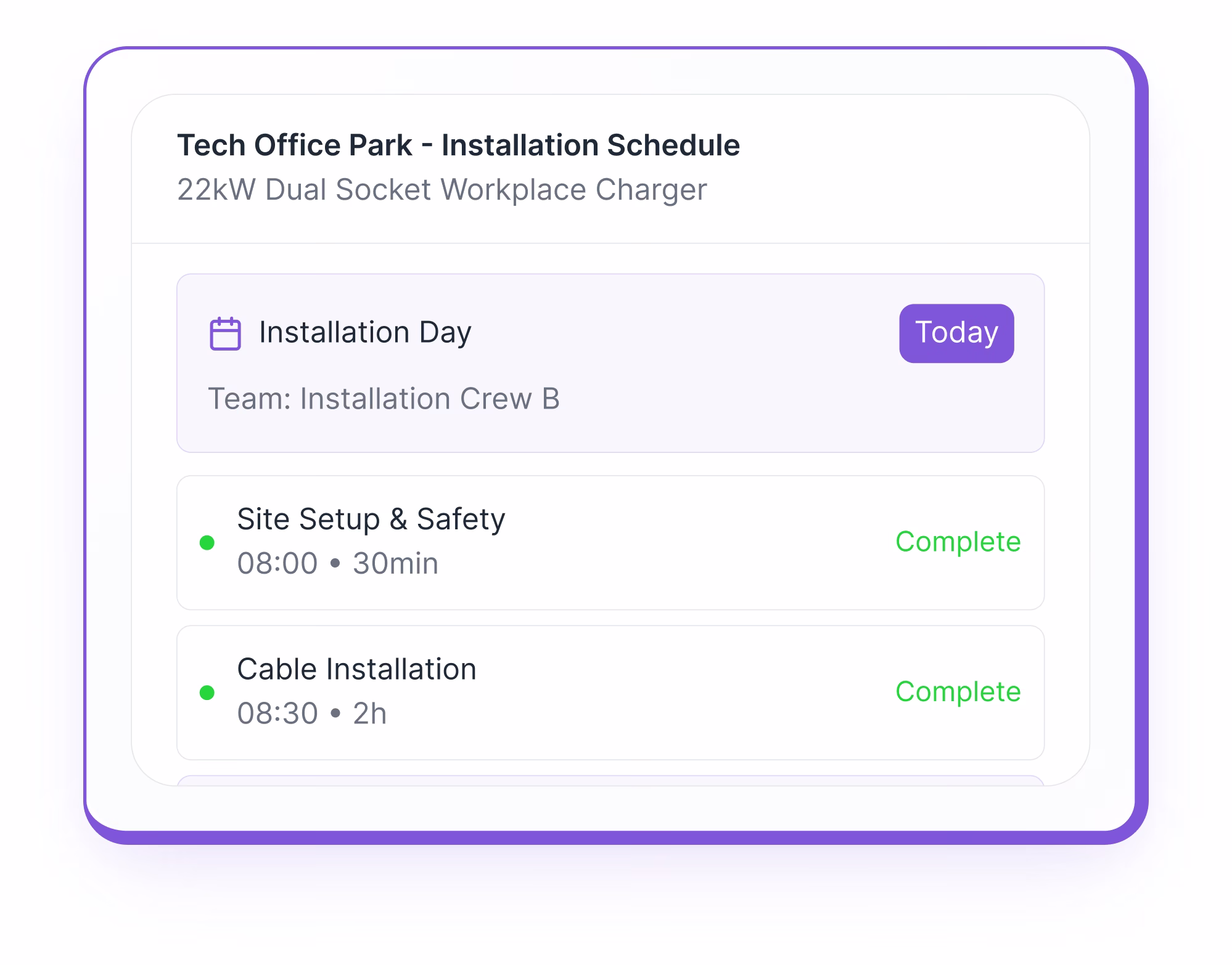 EV chargers additional capabilities screenshot