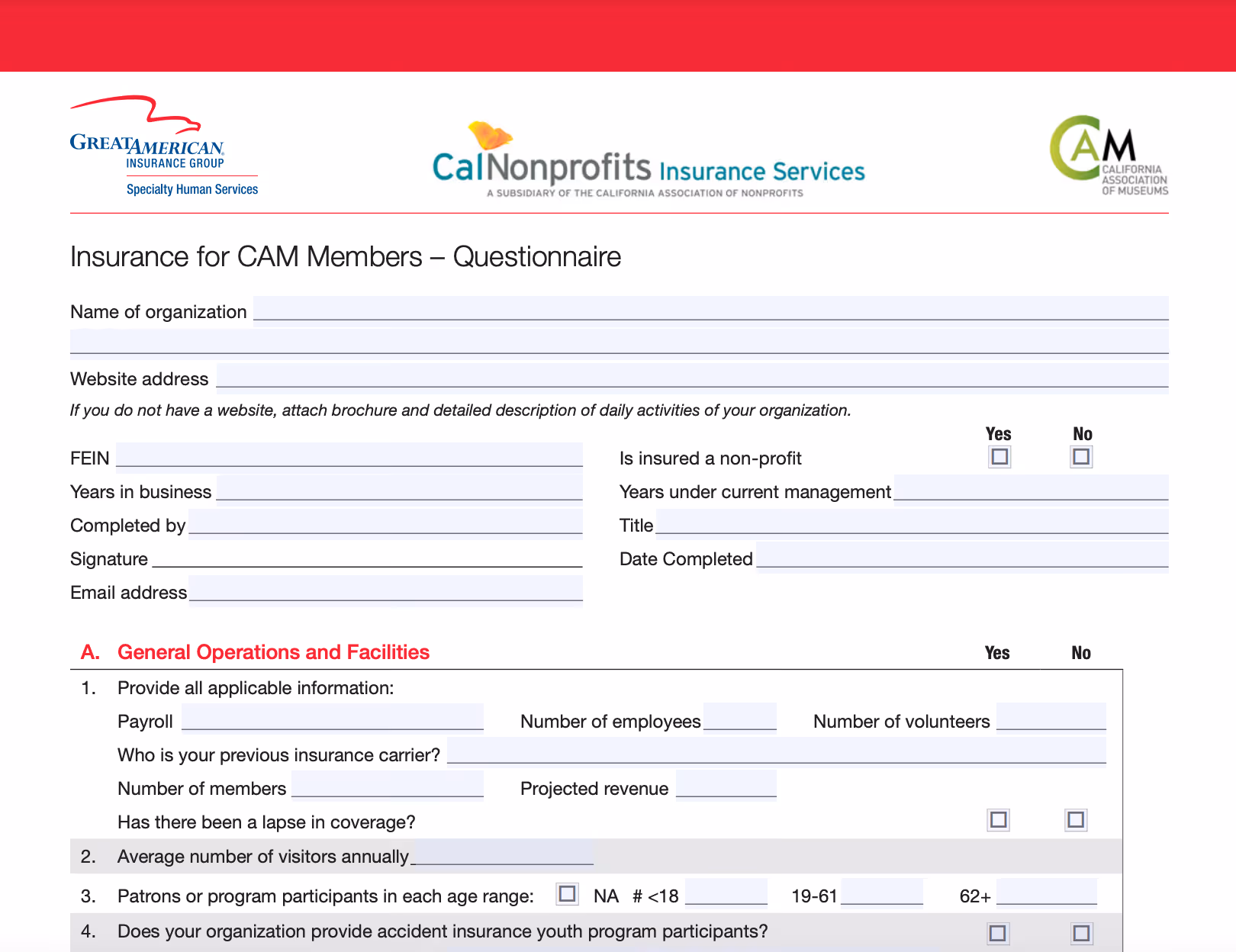 image of application form