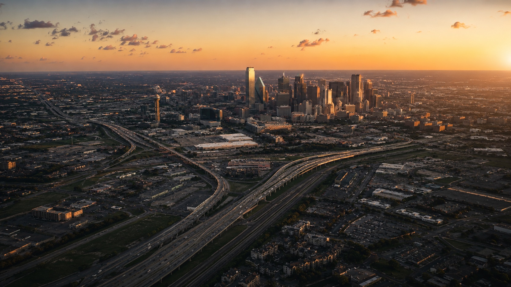 Aerial view of the local metro area