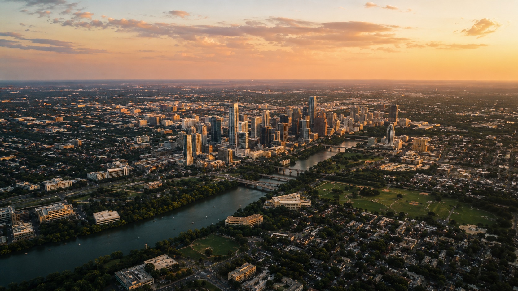 Aerial view of the local metro area