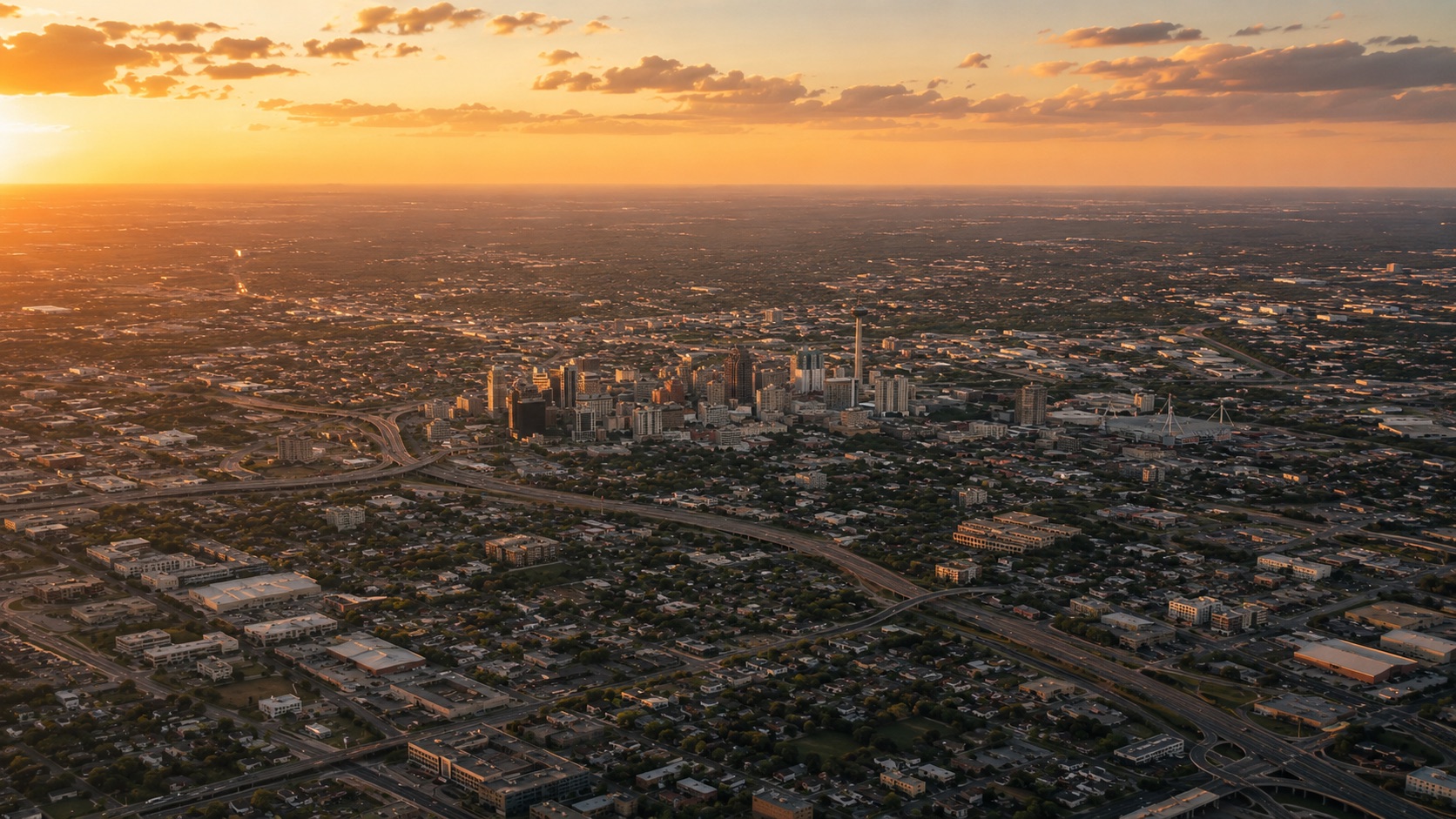 Aerial view of the local metro area