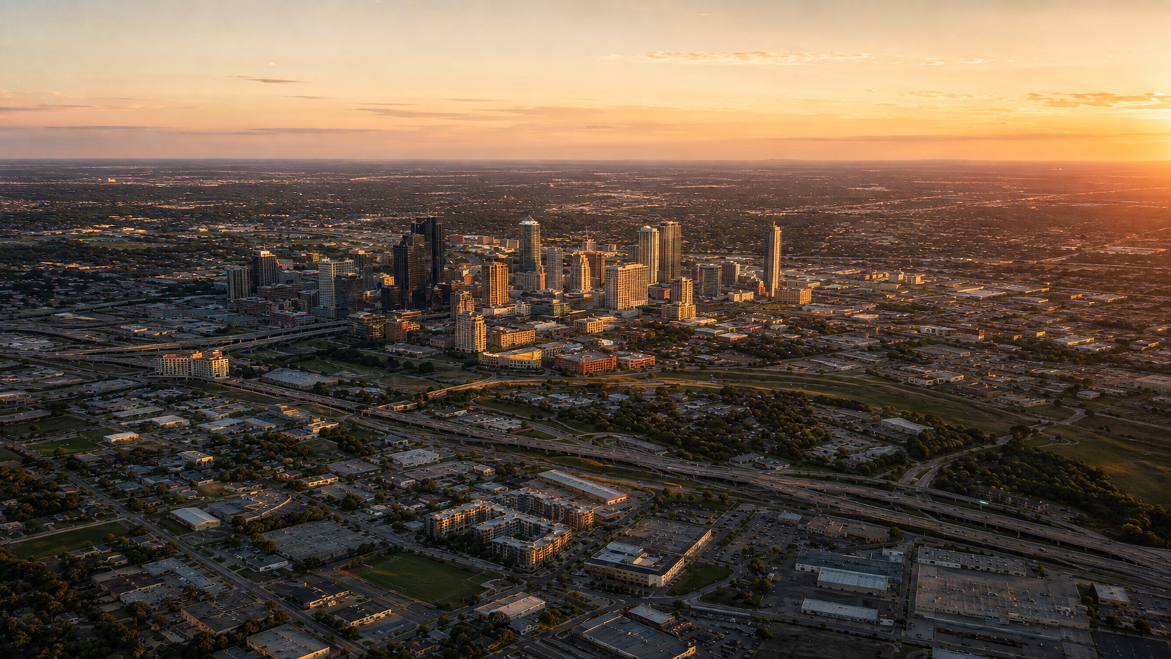 Aerial view of the local metro area