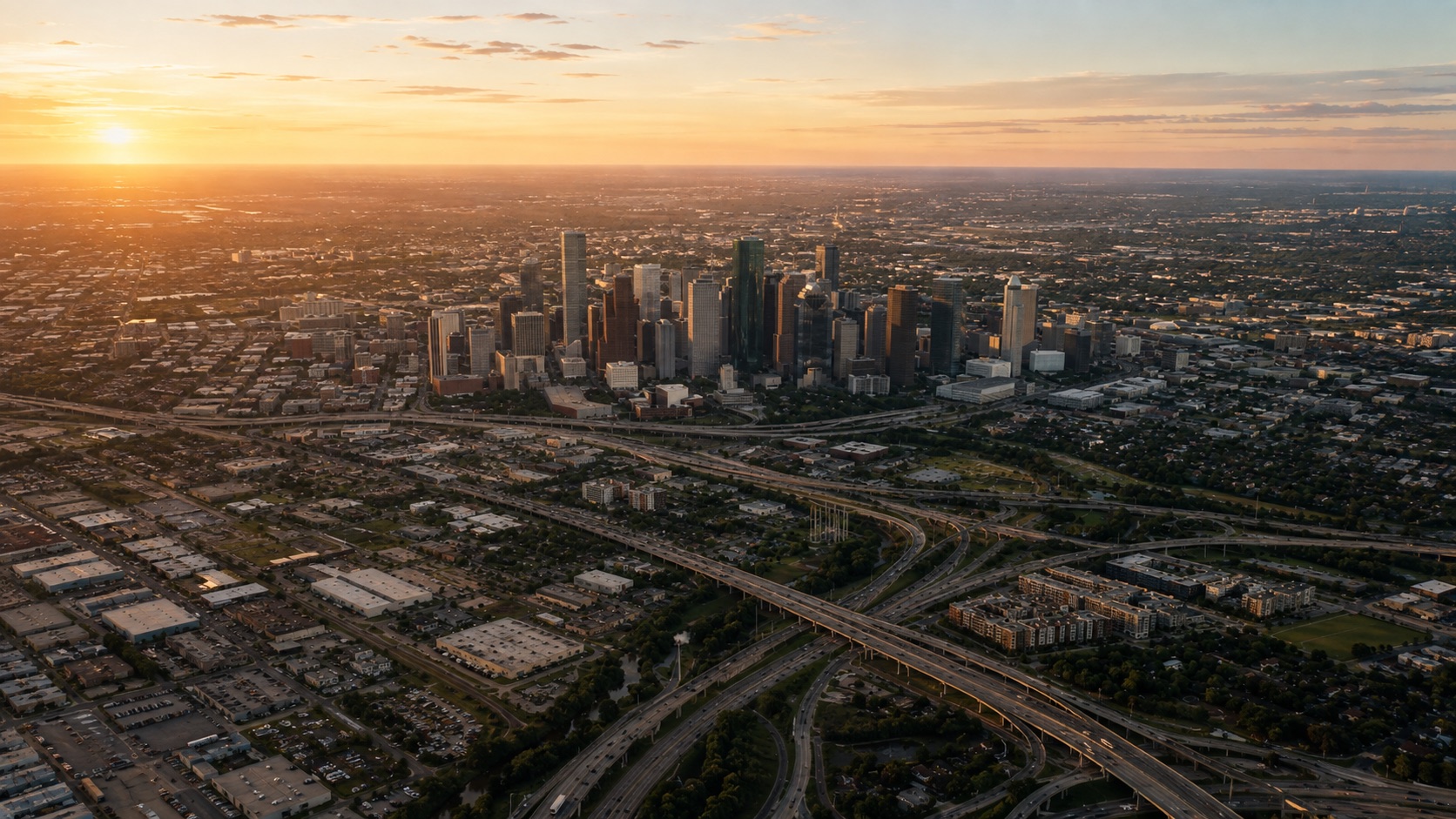 Aerial view of the local metro area