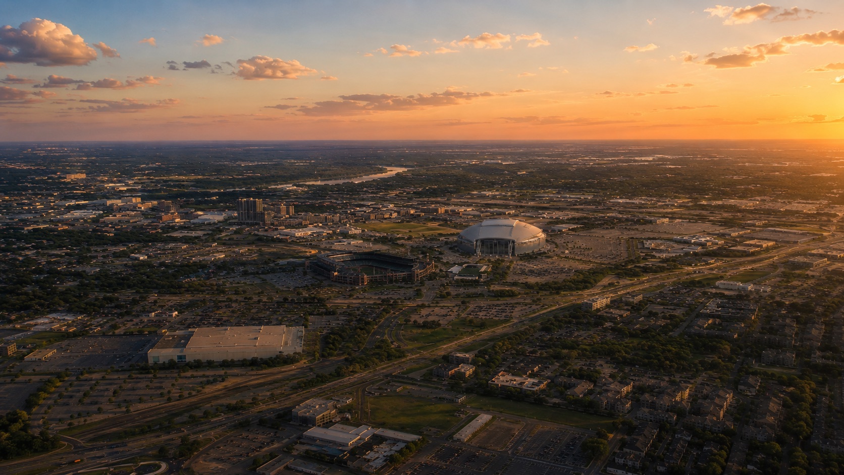 Aerial view of the local metro area