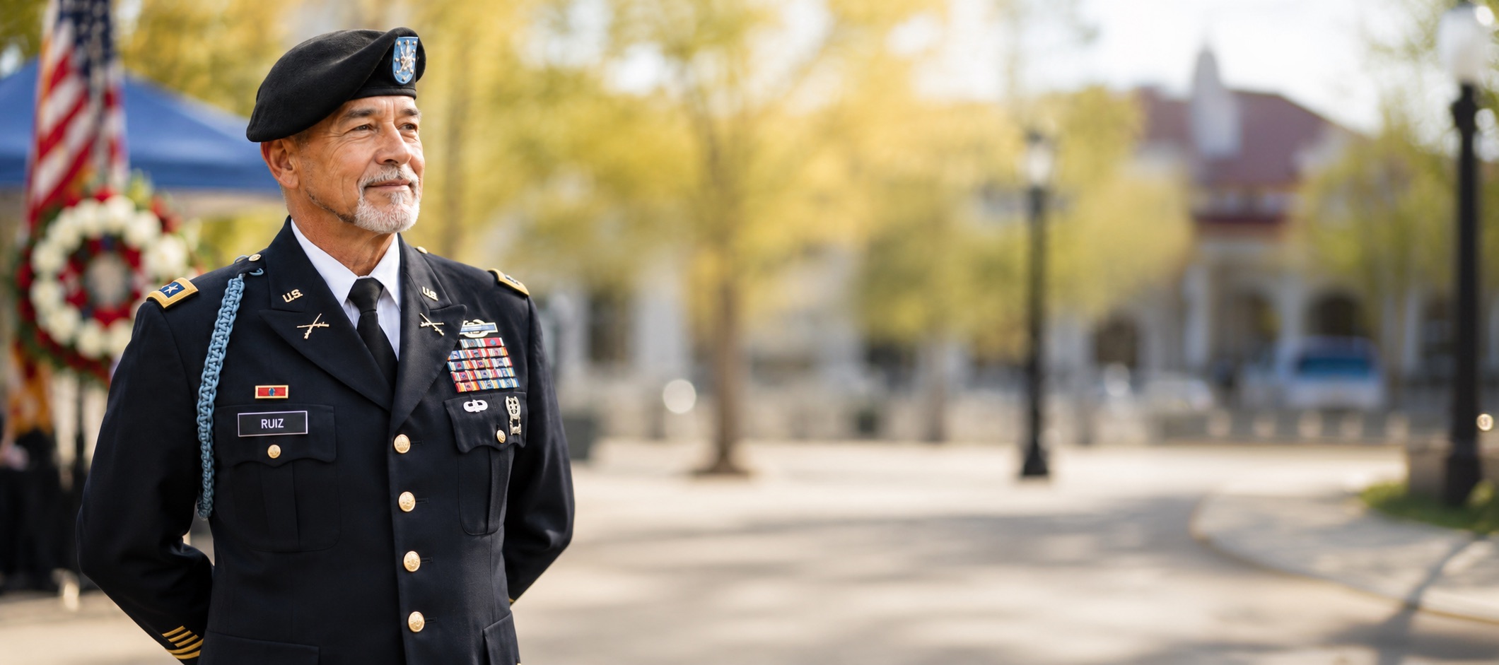 Uniformed military officer at a memorial ceremony