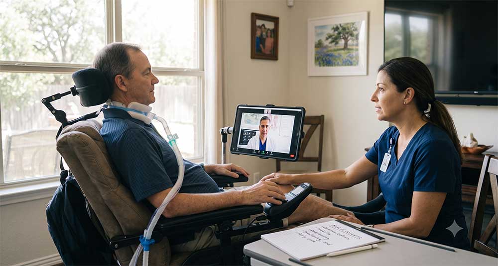 Texas patient completing an online medical marijuana evaluation for ALS