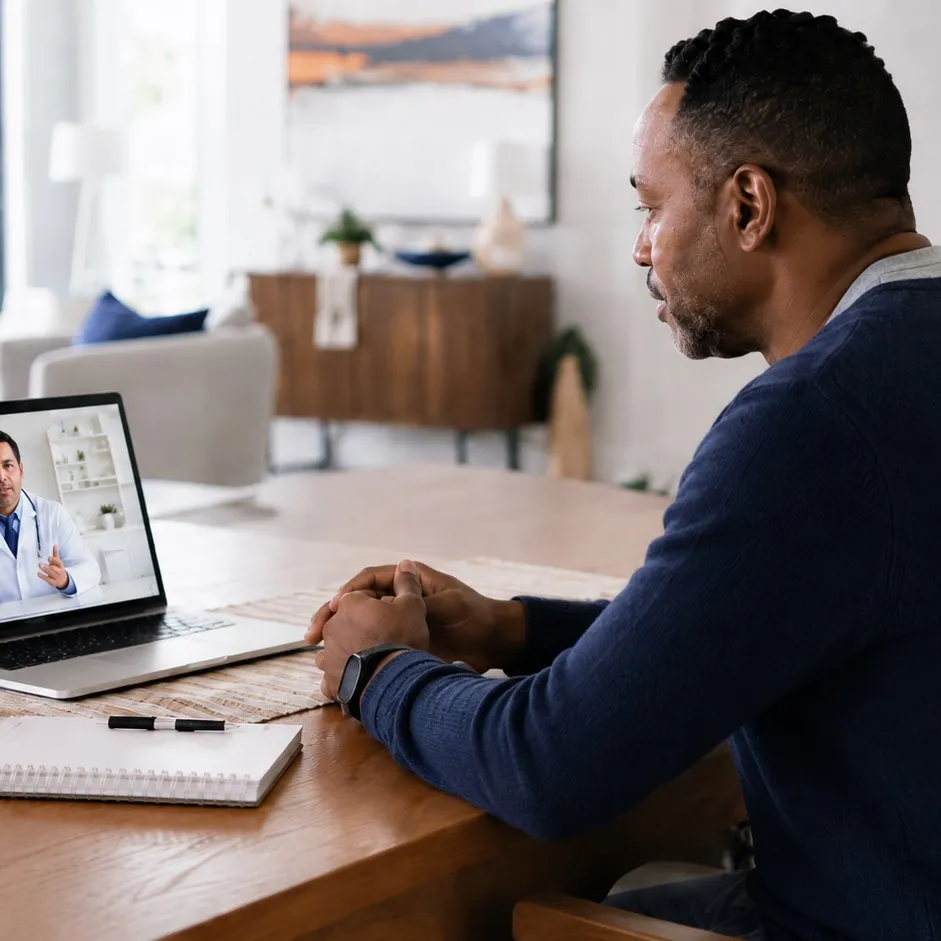 Patient in an online medical marijuana evaluation with a licensed Texas physician