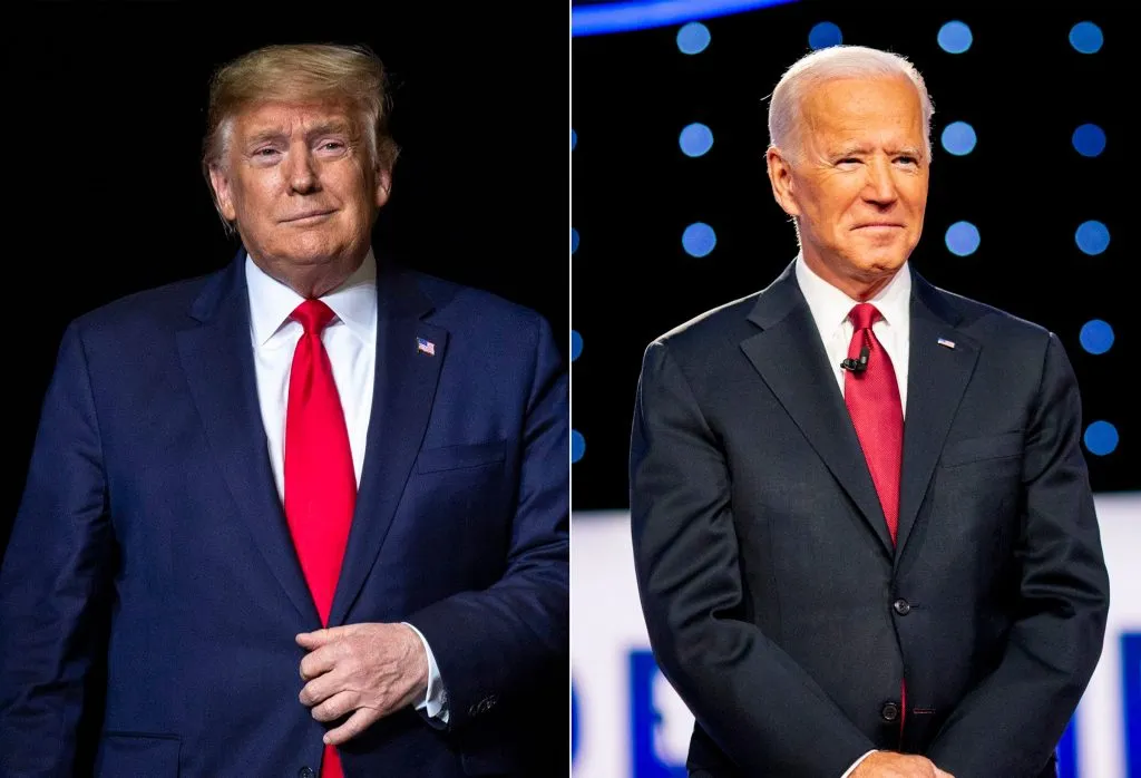 Donald Trump next to Joe Biden