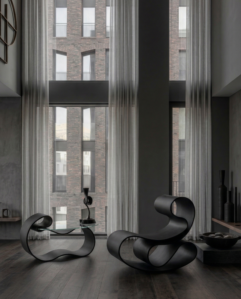Evolve rocking chair  in black — 3D printed i 100% recyclable biocomposite chair by Reform Design Lab