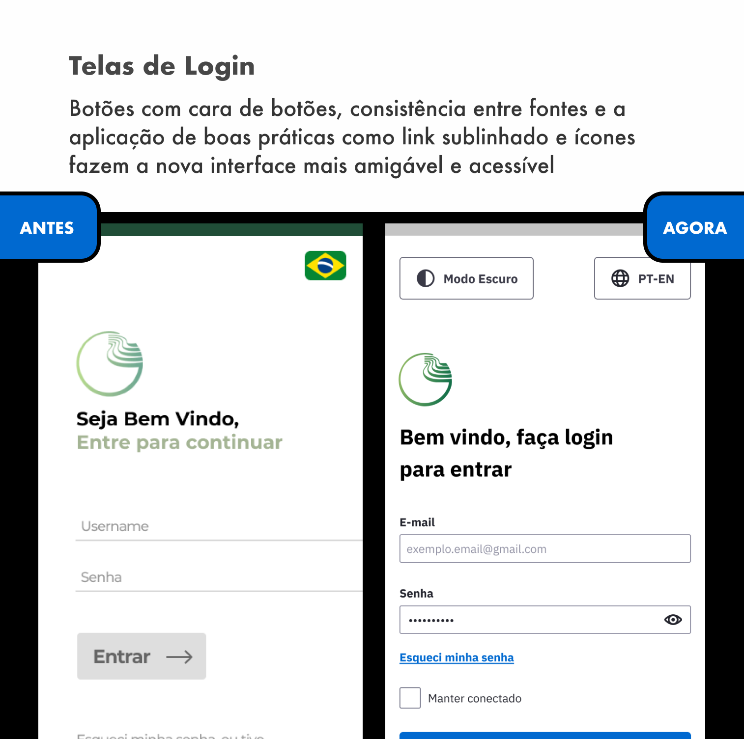 Antes e depois da navegação e status do Geopark